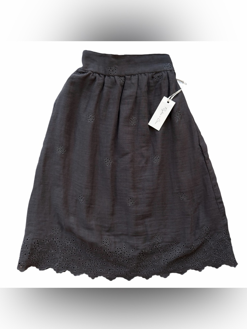 Rylee + Cru Girls Eyelet Charcoal Grey Midi Skirt Size 2-3 Brand New With Tags